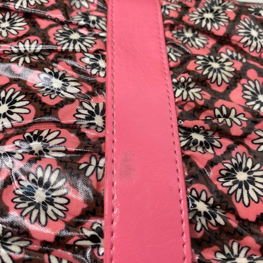 Vera Bradley Mocha‎ Rouge Frill Wristlet Clutch Wallet Floral Pink Brown Bag